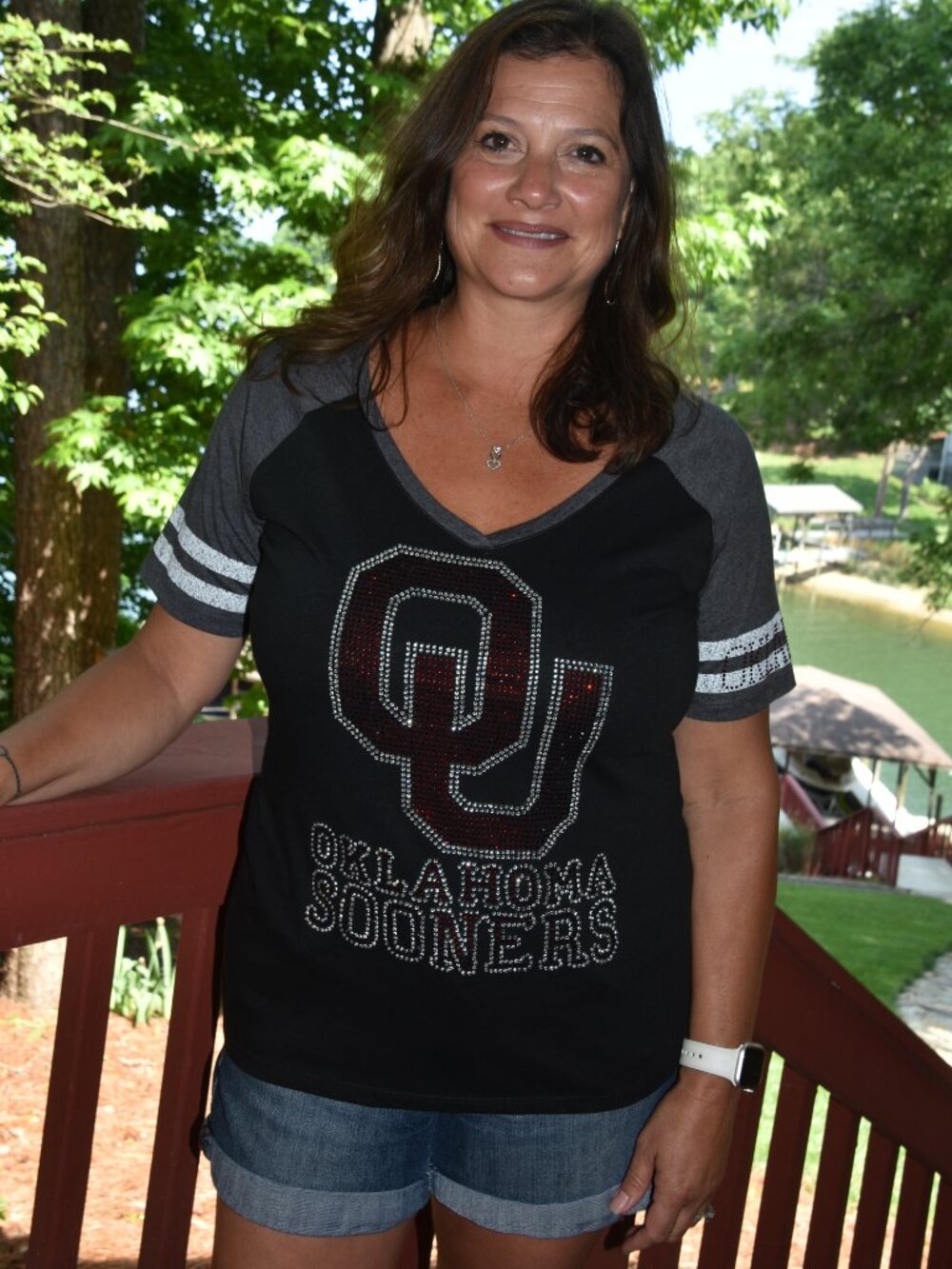 Oklahoma Sooners rhinestone bling athletic shirt  XS S M L XL XXL 3X 4X